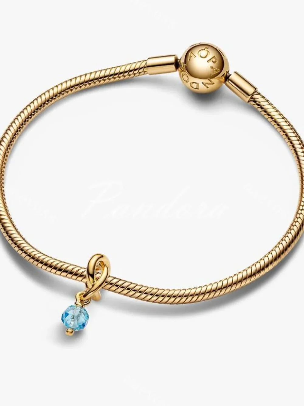 Faceted Sea Aqua Blue Eternity Circle Dangle Charm